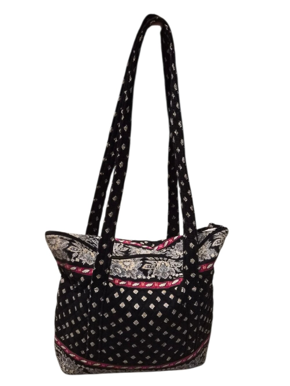Vera Bradley Quilted Tote Bag Black Floral Paisley Shoulder Bag